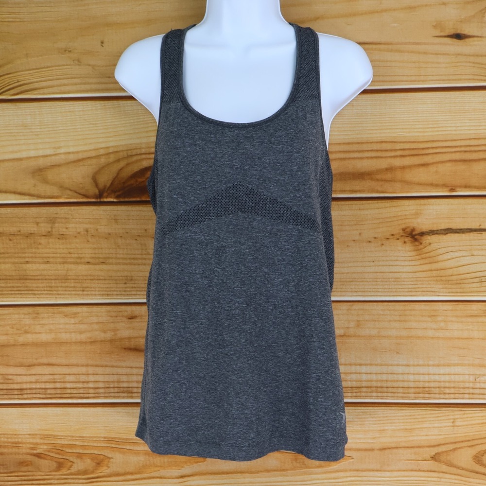 Old Navy Active Racerback Tank Go-Dry Fitted Womens M Gray Heathered Breathable